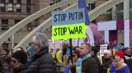 Hundreds rally in Toronto to denounce Russia's invasion of Ukraine as evidence of mass graves emerges