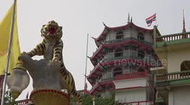 Sacred 'tiger temple' has more than 1,200 steps leading to the top in Thailand