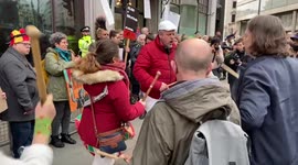 Anti-Bolsonaro protest in solidarity with Indigenous Peoples outside the Brazilian Embassy, London