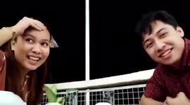 Lucky couple capture shooting star while recording vlog