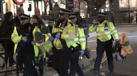 Police make numerous arrests at Trafalgar Square as Extinction Rebellion stage sit down protest