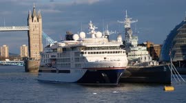 The Hanseatic Spirit docks in London marking the return of cruise ships after a two-year absence