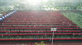 Massive queuing scene Chinese residents wait for Covid-19 test in football pitch