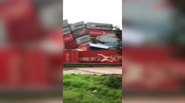 Huge shipping containers SWEPT AWAY by severe floods in South Africa