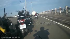 BRUTAL ACCIDENT: Riders smashed into parked mopeds on the road side (Dashcam Video)