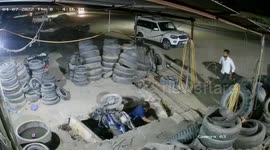 Dramatic moment floor collapses beneath five men in northern India