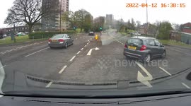 Confused cars involved in a 3 way confusing dance/movement with non giving consideration to others