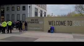 XR climate protesters begin to leave London Shell HQ after a day of protest