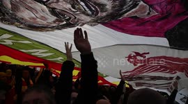 Liverpool fans unveil giant banner on Hillsborough anniversary