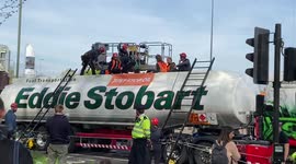 Just Stop Oil activists glue themselves to oil tanker and block traffic in West London