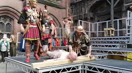 Christ been nailed to the cross in bible story