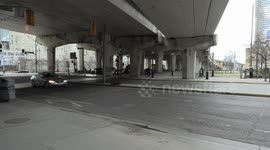 Winter weather and road salt appears to have take a dramatic toll on the concrete support columns of the Gardiner expressway elevated highway infrastructure in the city of Toronto