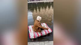 University student uses 100 water bottles to make a proper raft