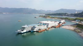 Drone Footage Of Three Gorges Tourist Port In Yichang, Hubei, China
