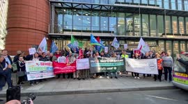 Unions staged protest outside P&O’s parent company demanding reinstatement of 800 staff