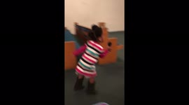 24 month old passionately singing gibberish at church while running away from big brother