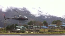 Lukla airport Helicopter Landing On Bad Weather Due To Rain And Clouds/ Fog