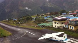 Nail-biting view of takeoffs and landings at the world's scariest airport - Lukla in Nepal