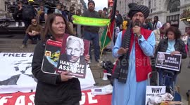 Free Julian Assange protests continue after his extradition order issued by London court - Piccadilly Circus