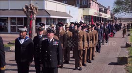 Centenary service for Sheerness War Memorial in Kent, UK featuring newly erected 1,000 name wall