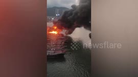 Fire rips through wooden fishing boats docked in Macao