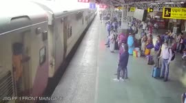 Lady cop risks life to save senior passenger who slips while deboarding moving train in eastern India