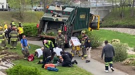 Three injured when garbage truck barrels into County Park, New Jersey