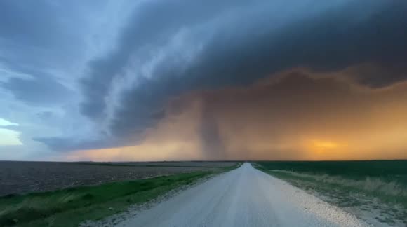 Tornado at sunset near Herington, Kansas