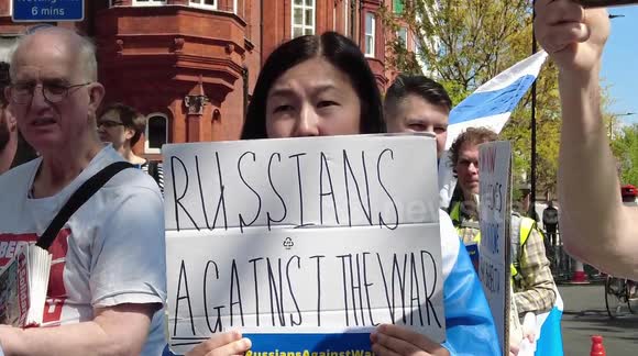 'Russian people don't support this war,' say protesters outside Russian embassy in London