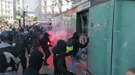 Scuffles at May Day protest in Paris as protesters smash up McDonald's