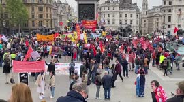 Protesters gather in Trafalgar Square for May Day