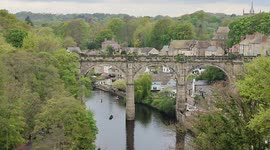 Knaresborough Viaduct with the Northern rail train crossing April 2022