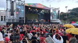 Protesters against Bolsonaro government gather at Charles Miller Square in São Paulo, Brazil