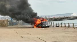 Crazy moment van catches on fire in East Sussex
