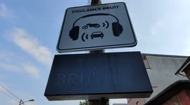 Paris suburb: a sound radar installed in Juvisy-sur-Orge against traffic noise since the end of april. Department of Essone, rue Monttessuy. 3 may 2022.