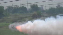 Giant homemade rockets fired across field at festival in Thailand