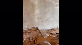 An apartment with terrible damage after an airstrike in Mariupol