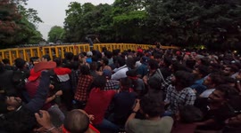 Clash between Sri Lankan university students and police during a protest against the government