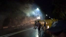 Clash between Sri Lankan university students and police during a protest against the government