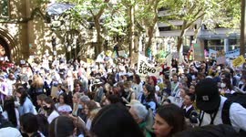 School children take part in the Election #ClimateStrike protest at Sydney Town Hall