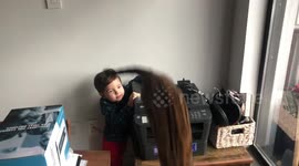 Toddler Chases His Big Sister For a Kiss, Ella gets pursued by her little brother for some affection.