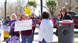 Community members and activists at a freedom to chose protest in Racine WI.
