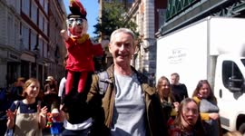 Mr Punch celebrates his  birthday with  A  parade covent garden London uk