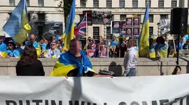 Protesters hold a minute silence outside Downing St for victims of Russia’s attack on the Ukrainian city of Mariupol