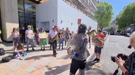 Climate activists protest outside Shell’s London HQ against controversial new North Sea gas field