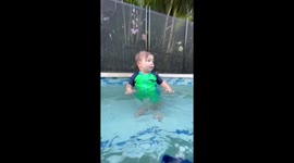 'Delightful footage of adept baby boy learning how to swim '