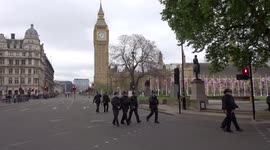 Parliament Square flies Union Jacks on the day of the State Opening of Parliament 2022 - London