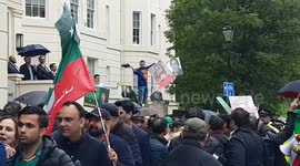 Tensions run high between Imran Khan and Pakistan Prime Minister's supporters in London during surprise visit for political talks