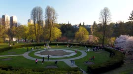 Low Drone Video flying over High Park Garden, Toronto, Ontario Canada 4k