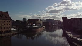 Boat  in river city Poland Gdańsk